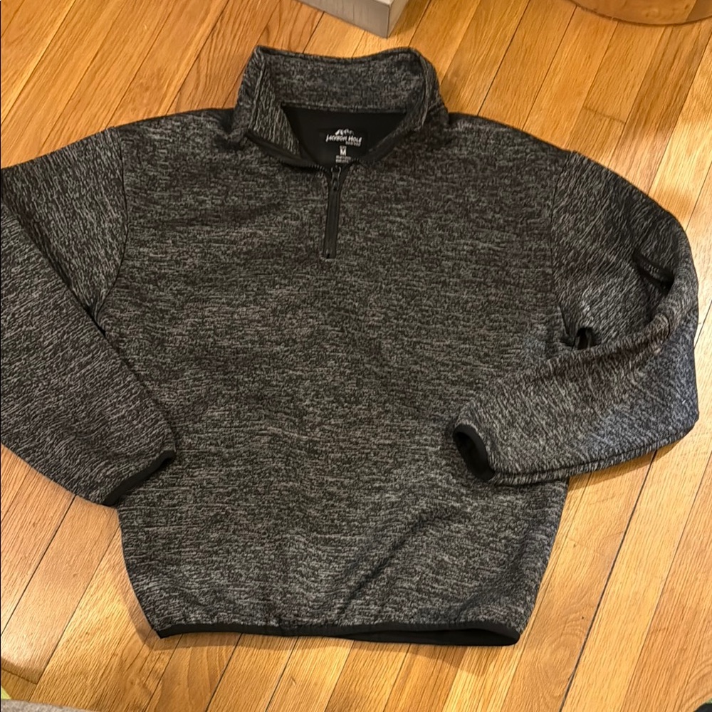 Gray Quarter-Zip Sweatshirt with Stand-Up Collar